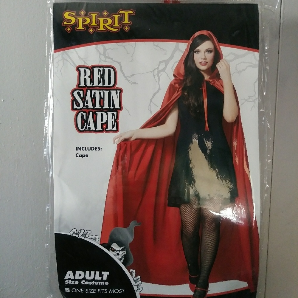 **SOLD** Spirit Halloween Red Satin Cape